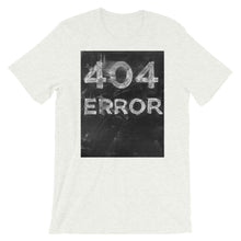 Load image into Gallery viewer, ash heather t-shirt with 404 Error chalk design